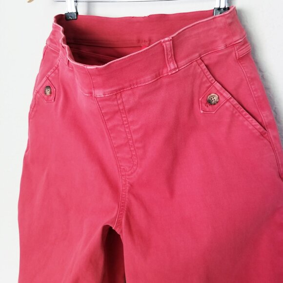 Spanx Stretch Twill Wide Leg Cropped Pants Wild Rose L Pull On Shaping Pockets - Picture 15 of 16